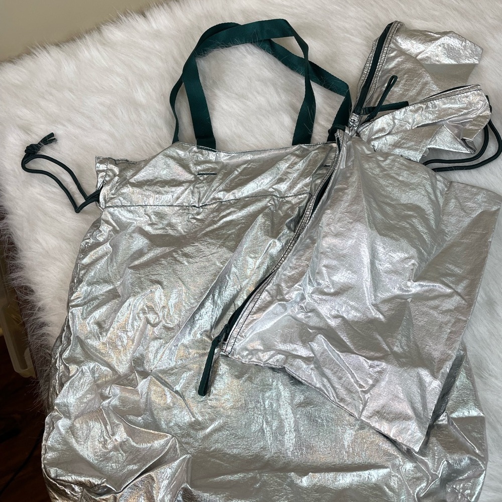 Vera Bradley Ripstop Packable Silver Tote Bag set with Pouches